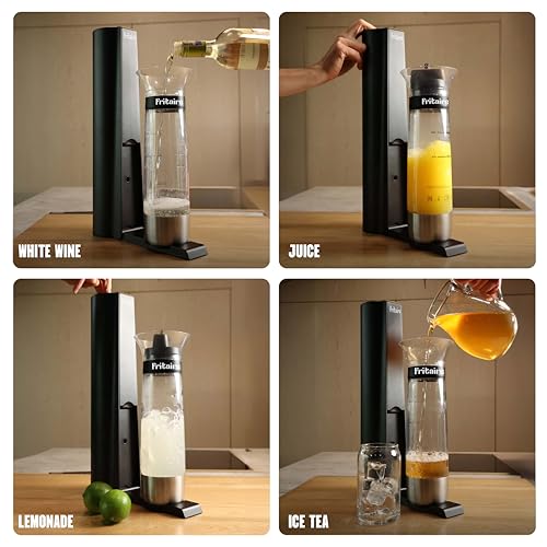 The Fritaire Fizze Soda Maker Machine, Premium OmniFizz Sparkling Water Maker, Seltzer & More, Soda Stream Machine for Home, Water Carbonator, Fizz Infuser (CO2 Cylinder Not Included), Black