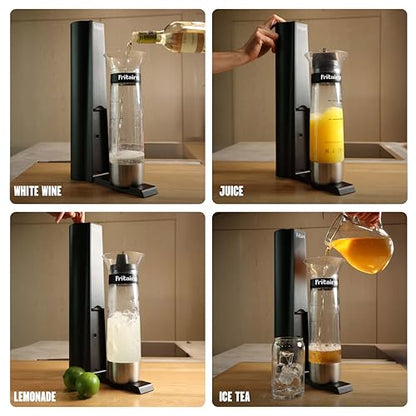 The Fritaire Fizze Soda Maker Machine, Premium OmniFizz Sparkling Water Maker, Seltzer & More, Soda Stream Machine for Home, Water Carbonator, Fizz Infuser (CO2 Cylinder Not Included), Black