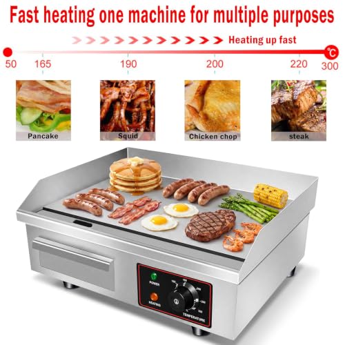 110V 3000W 22" Electric Griddle Grill for Home Commercial,Adjustable Temp