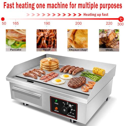 110V 3000W 22" Electric Griddle Grill for Home Commercial,Adjustable Temp