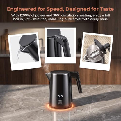 Electric Kettle 1.0L 1200W, 7 Temperature Settings with 4H Keep Warm