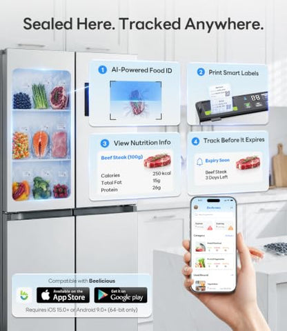 98kPa Smart Vacuum Sealer with FreshTrack Label Printing & Food Manager App