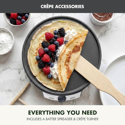 GreenPan Advanced 12" Crepe Maker, Ceramic Nonstick PFAS-Free Coating, Adjustable Temperature Control, 400°F Heating, Batter Spreader & Crepe Turner Included, Graphite