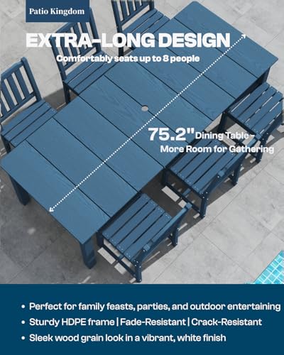Patio Kingdom 9-Piece Outdoor Dining Set for 8, Navy Blue