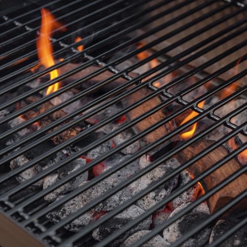 Nexgrill 17.5" Charcoal Grill with Side Shelf, 349 SQ In Cooking Space, Adjustable Chimney, Air Dampers, Temperature Gauge, Warming Rack, Barrel Smoker Grill for Camping, Picnics, and More - 810-0063