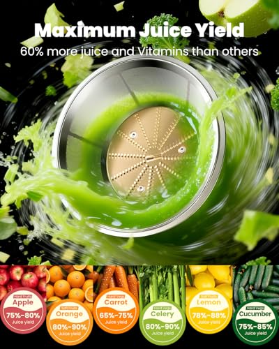 GDOR Powerful 1200W Juicer with Larger 3.2" Feed Chute, Titanium Enhanced Cutting System, Centrifugal Juice Extractor Maker with Heavy Duty Full Copper Motor, Dual Speeds, BPA-Free, Silver