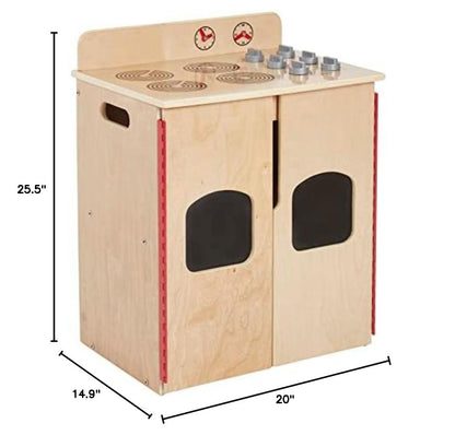 ECR4Kids Play Kitchen Stove, Wooden Playset, Natural