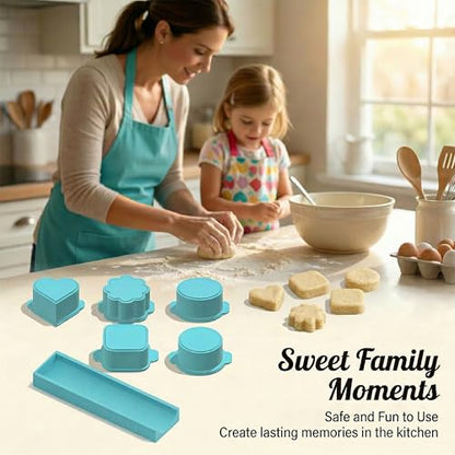 Hokkieam 5 PCS Cake Pop Mold Set with 7.87-inch Tray, Heart Square Cloud Oval Round 3D Printed Cake Pop Cutter and Pusher, Baking Molds for Home Baking, Birthday Parties, Wedding Desserts