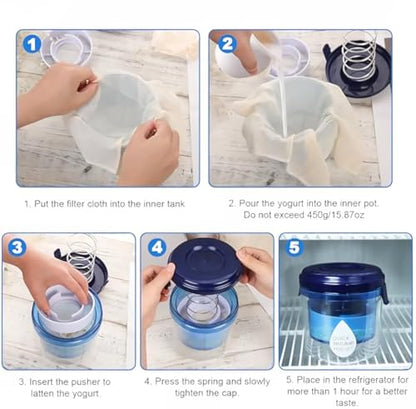 Dry Yogurt Maker Strainer Greek Yogurt Strainer with Ultra Fine Stainless Steel Filter Reusable Yogurt Filter for Homemade Greek Yogurt Concentrated Yogurt Making and Dry Yogurt Preparation