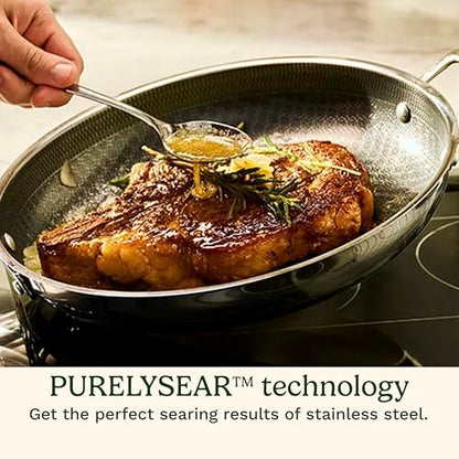 Cuisinart FusionPlus Hybrid Stainless Steel Cookware, 5-Quart Sauté Pan with Cover and Helper, PFAS-Free PURELYSEAR Ceramic Technology, Scratch Proof, Cool Grip Handles, Dishwasher Safe