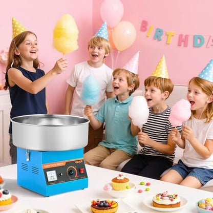VEVOR Cotton Candy Machine Commercial, 1000W Electric Candy Floss Maker, Easy Use with 15 inch Stainless Steel Bowl and Sugar Scoop, Makes Hard Candy for Home Kids Birthday, Family Party, Blue