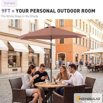 NEWBULIG 7.5FT Patio Umbrella, Outdoor Table Umbrellas with Push Button Tilt and Crank, 6 Sturdy Ribs, Waterproof, UV Protection and Fade Resistant, for Pool, Garden, Market, Backyard