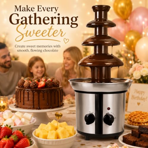 4-Tier Chocolate Fountain Machine, 60 oz Electric Fondue Fountain