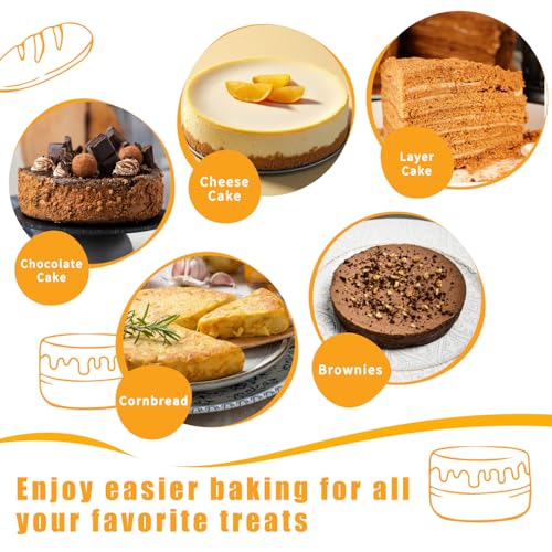 BakerChef 8 Inch Cake Pan Set of 3, Nonstick Round Cake Pans with 110 PCS Parchment Paper, Non-Toxic Carbon Steel Cake Baking Pans, Dishwasher Safe