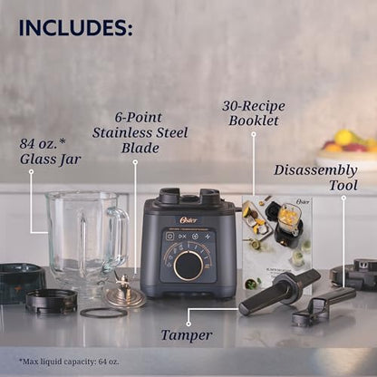 Titan Performance Blender for Smoothies, Salsa, and Soups, 84oz Glass Jar, 4 iBlend Preset Functions, 5 Manual Speeds, 2200-Watts, Reversible Motor Technology, Self-Cleaning Appliance