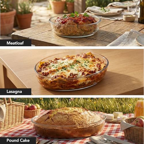 OVENTE Glass Baking Dish Set, 3-Piece Value Pack Oval Bakeware 0.7L/1.6L/2.4L, Oven, Microwave & Dishwasher Safe, Perfect for Lasagna Casserole, Deserts, Food Prep, Serving & Reheating, Clear GBD33