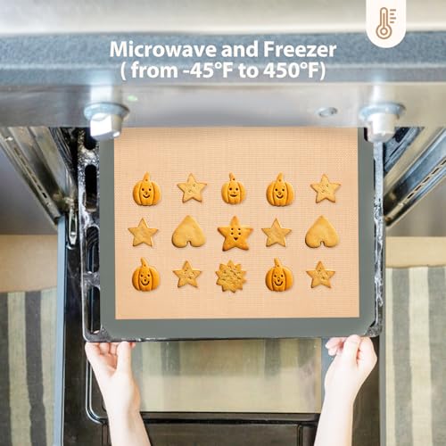 Silicone Baking Mat, Reusable Silicone Oven Baking Sheet, Heat Resistant Nonstick Food Safe Baking Mat for Cookie, Bread, Pastry (Pack of 3) (Gray)