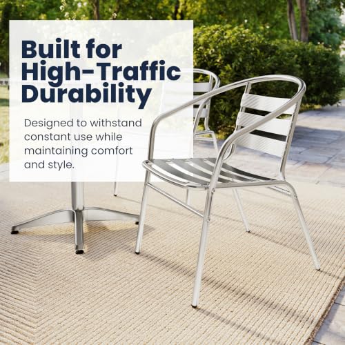 Flash Furniture Lila 31.5'' Square Aluminum Indoor-Outdoor Table Set with 2 Slat Back Chairs