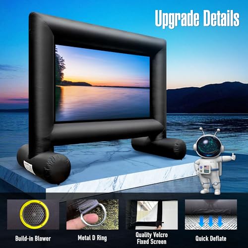 Sewinfla 14Ft Outdoor Inflatable Movie Projector Screen with Built-in Fan Supports Front and Rear Projection, Blow Up Movie Screen for Party, Easy to Set Up