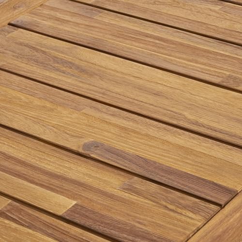 Christopher Knight Home Terry Acacia Wood Patio Dining Set for 6, Solid Wood Outdoor Dining Table Set for 6, 7 Piece Outdoor Dining Set with Rectangular Table and Woven Rope Accents, Teak+Beige+Grey