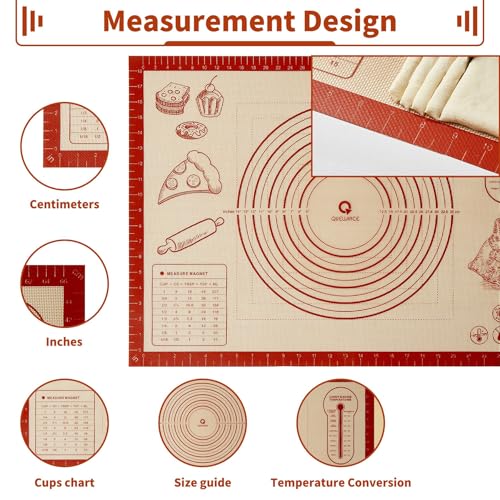 Silicone Baking Pastry Dough Mat - 32x24Inch Extra Large Cookie Bread Rolling Mats Sheet, Nonstick Kitchen Counter Kneading Board, Thick Reusable Pie Cookies Pizza Fondant Making Matt with Measurement