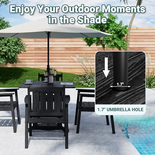 Pamapic Patio Dining Table Set, 5-Piece Outdoor Dining Set for 4, Black