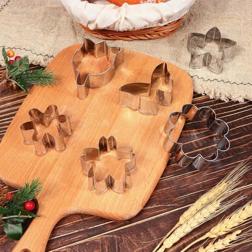 6 PCS Flower Cookie Cutters Set, Stainless Steel Flowers Cookie Cutters, Butterfly Cherry Blossom Tulip Daisy Shaped Baking Tools for Home Baking, Party Favors (Flower & Butterfly)