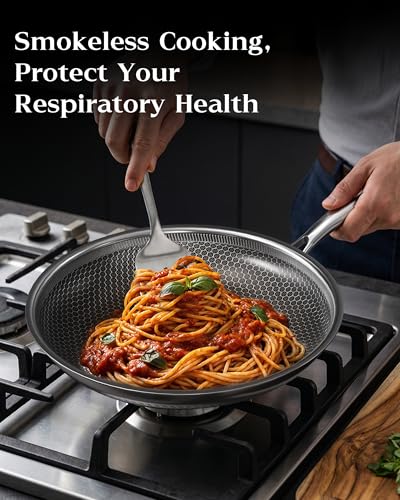 XBM Nonstick Frying Pan with Lid 10-Inch, Durable Stainless Steel Skillet, Induction Cooktop Compatible, PFOA-Free Scratch-Proof, Dishwasher & Oven Safe, Stay-Cool Handle, Silver Kitchen Cookware