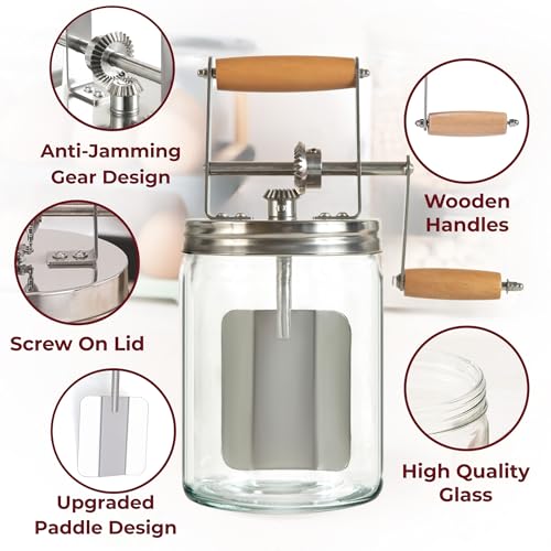 Dazey Butter Churner - Cheese Cloth, Shaping Paddles, Recipe Book INCLUDED- Hand Crank Manual Butter Maker- Create Delicious Homemade Butter With Your Own Hand Crank Dazey Churner