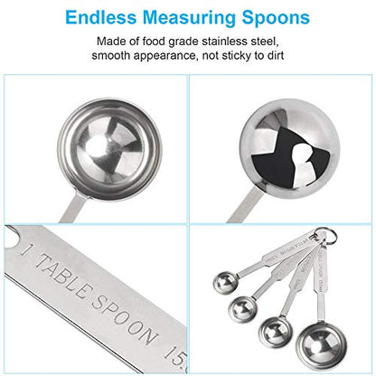 5PCS OstWony Measuring Spoons Set, Includes 1/8 tsp, 1/4 tsp, 1/2 tsp, 1 tsp, 1 tbsp, Food Grade Stainless Steel measuring cups, Tablespoon and Teaspoon for Measure