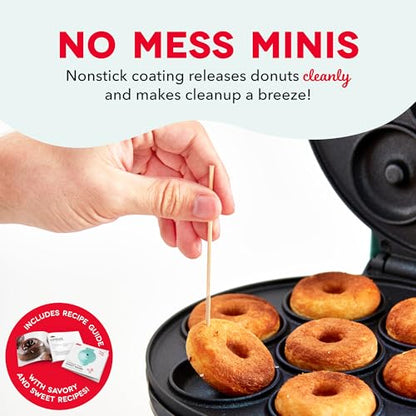 Dash Express Mini Donut Maker - Homemade Dessert Maker - Features Double-Sided, Non-Stick Surface & Space-Saving Design - Makes 7 - Aqua
