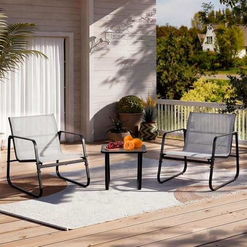 DUMOS 3 Piece Patio Furniture Set，Outdoor Patio Furniture Set with Table, Patio Sectional Bistro Sets for Lawn, Garden, Balcony, Poolside