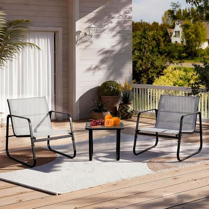 DUMOS 3 Piece Patio Furniture Set，Outdoor Patio Furniture Set with Table, Patio Sectional Bistro Sets for Lawn, Garden, Balcony, Poolside