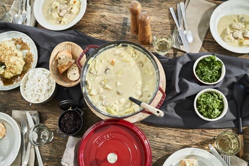 STAUB Cast Iron 7-Qt. Cocotte Round Dutch Oven, Serves 7-8, Cherry