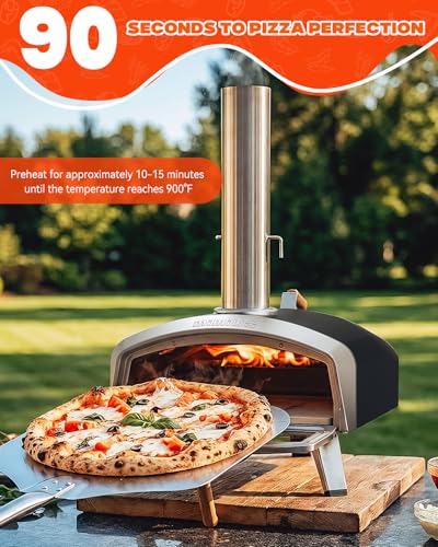 Mimiuo Smart 16 Inch Pizza Oven with Digital Temperature Display – Outdoor Charcoal Wood Pizza Oven with 3 Cooking Modes (Classic/Neapolitan/Custom), Celsius/Fahrenheit Switch, Color-Coded Guide