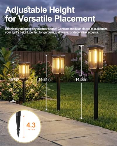 Tenmiro-Solar-Pathway-Lights-Outdoor-8-Pack-LED-Solar-Powered-Garden-Lights-Waterproof-IP65-Auto-On/Off-Outdoor-Light-for-Yard-Lawn-Patio-Path-Walkway-Driveway-Landscape-Lighting-Decor-3000K