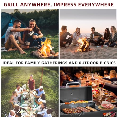 Charcoal Grill with 2 Side Tables 343 Sq.In.for BBQ Outdoor Cooking