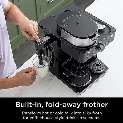 Ninja Espresso & Coffee Maker & Barista System, 3 Espresso Brew Styles, Single-Serve Coffee & Nespresso Capsule Compatible, Built-in Frother, Espresso, Cappuccino & Latte Maker, Black, CFN601