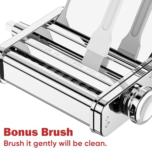 GVODE 3 in 1 Pasta Attachment for KitchenAid Stand Mixer, All Metal Pasta Maker KitchenAid Attachment, Pasta Sheet Roller, Spaghetti Cutter, Fettuccine Cutter Maker Accessories and Cleaning Brush
