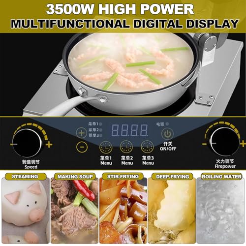 Automatic Commercial Stir Fry Robot, 5kw Electric Auto Stirring Wok, Planetary Mix Cooking Machine With 360° Rotation For Restaurant & Catering