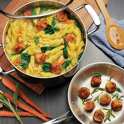 Tramontina Tri-Ply Clad Stainless Steel 8-Piece Cookware Set with Glass Lids, Pots and Pans Kitchen Set, Induction-Ready, Dishwasher-Safe, NSF-Certified