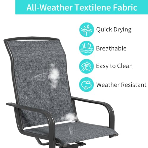 YLGJ&TIDY Patio Swivel Chairs Set,Outdoor Dining Chairs with High Back,All Weather Breathable Textilene,360° Rotating 15° (Gray-3, 2-piece)