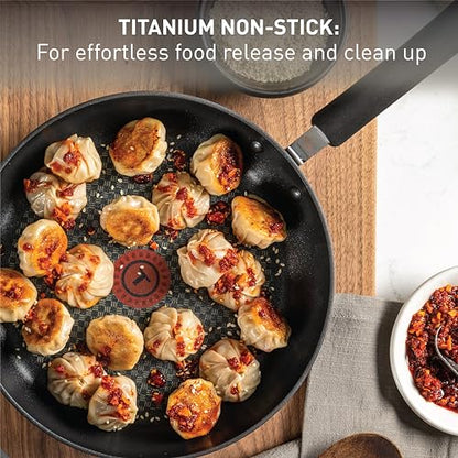 T-fal Ultimate Hard Anodized Nonstick Cookware Set 12 Piece, Oven Broiler Safe 400F, Lid Safe 350F, Kitchen Cooking Set w/Fry Pans, Saucepans, Dutch Oven, Pots and Pans, Dishwasher Safe, Onyx