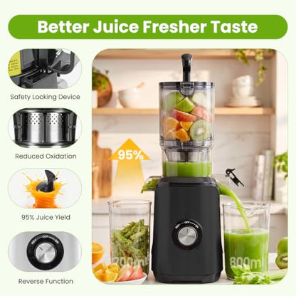 KMFurnila Juicer Machines, Electric Slow Masticating Cold Press Juicer