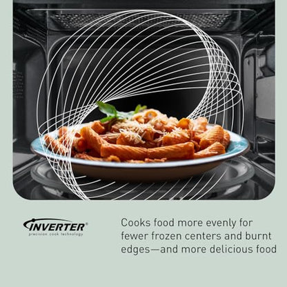 Panasonic NN-SN65KB Microwave Oven with Inverter Technology 1200W, 1.2 cu.ft. Small Genius Sensor One-Touch Cooking, Popcorn Button, Turbo Defrost-NN-SN65KB (Black)