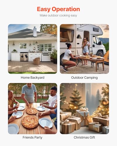 VEVOR Outdoor Pizza Oven, 12 Inch Wood Fired Pizza Ovens, Pellet Pizza-Stove with Thermometer, Portable Pizza-Maker for Outside Backyard Patio Camping, Pizza-Stone, Carry Bag, Shovel, Black