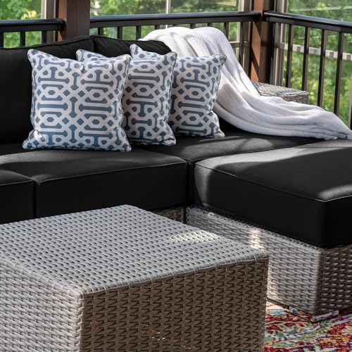 Cethytirko 14 Piece Outdoor Patio Waterproof Cushion Covers, Fits 6-Seat Wicker Rattan Sectional Couch Chair Furniture Cover Replacement Set - Fade-Resistant Patio Cushion Covers with Zipper