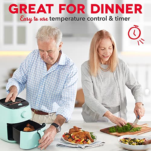 Dash Tasti-Crisp™ Air Fryer - AirCrisp® Technology - Compact Design with Adjustable Temperature Control - Nonstick Fry Basket & Auto Shut-Off Feature - 2.6 Quarts - Aqua