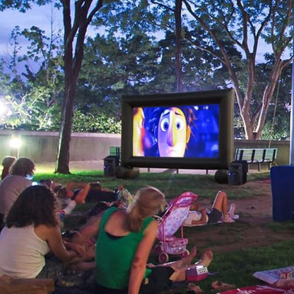 Sewinfla 14Ft Outdoor Inflatable Movie Projector Screen with Built-in Fan Supports Front and Rear Projection, Blow Up Movie Screen for Party, Easy to Set Up
