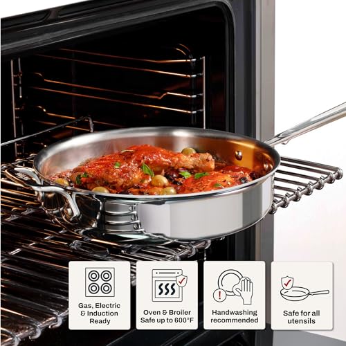 All-Clad D3® Stainless Steel 3 Quart Saute Pan Covered- Made in the USA- The Original Bonded Professional Cookware- Oven Safe & Induction Compatible